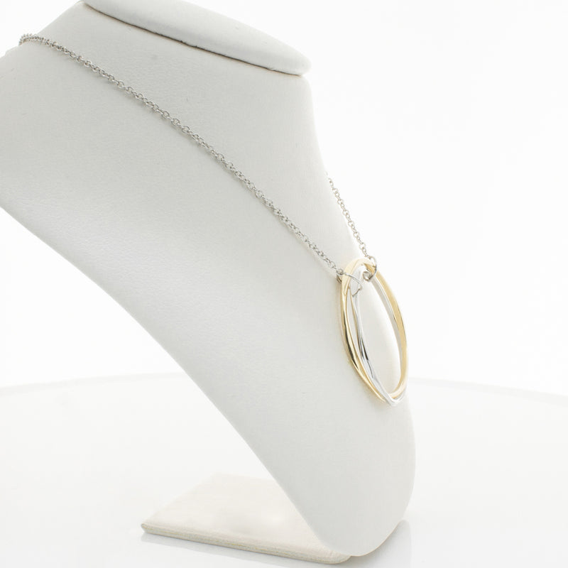 9ct Yellow Gold & Sterling Silver Entwined Pendant-Necklace-Walker & Hall