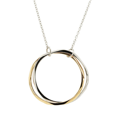 9ct Yellow Gold & Sterling Silver Entwined Pendant-Necklace-Walker & Hall
