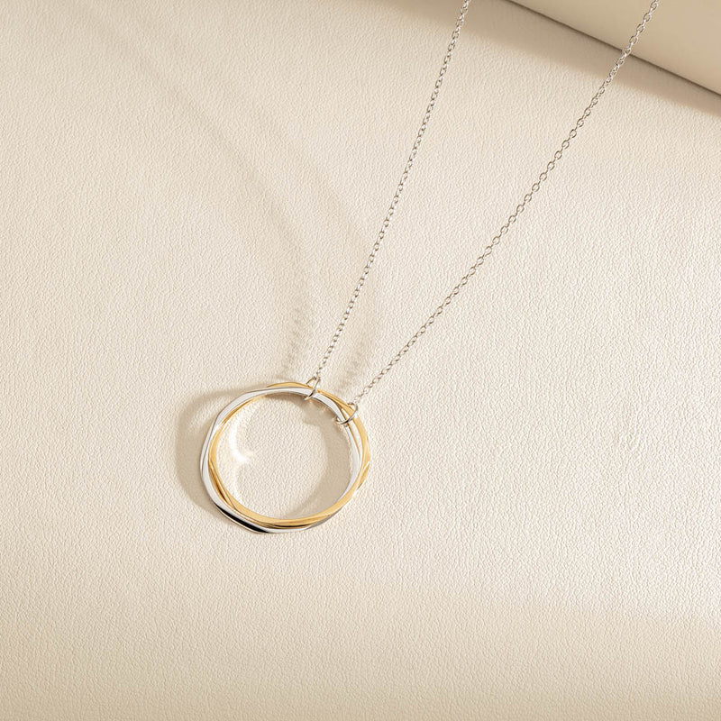 9ct Yellow Gold & Sterling Silver Entwined Pendant-Necklace-Walker & Hall