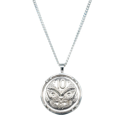 Sterling Silver Pendant with Koruru Coin-Necklace-Walker & Hall