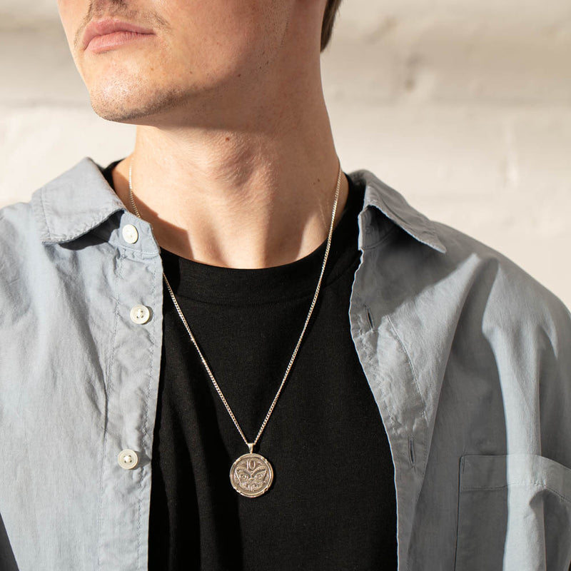 Sterling Silver Pendant with Koruru Coin-Necklace-Walker & Hall