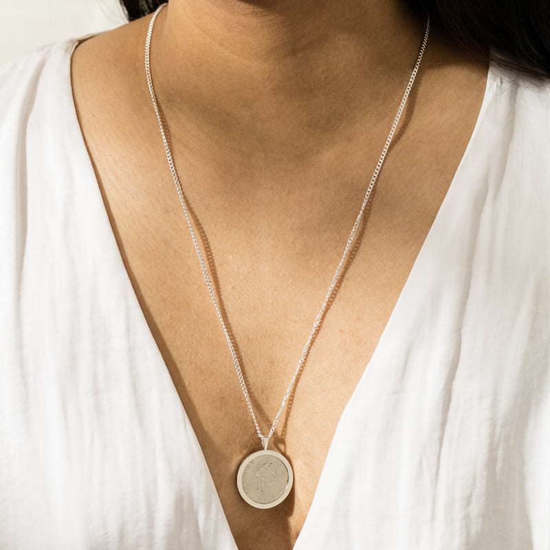 Sterling Silver Pendant with Koruru Coin-Necklace-Walker & Hall