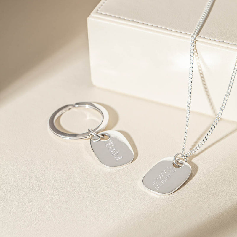 Sterling Silver ID Pendant With Curb Chain-Necklace-Walker & Hall