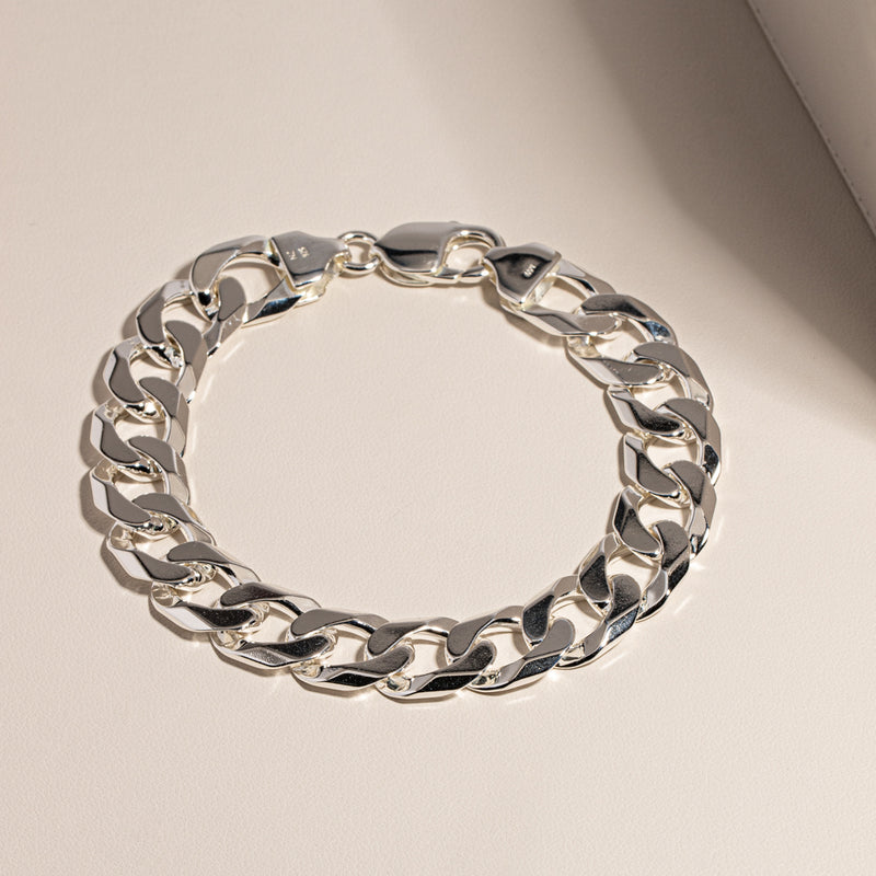 Sterling Silver Cuban Chain Bracelet-Bracelet-Walker & Hall