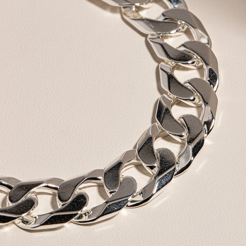 Sterling Silver Cuban Chain Bracelet-Bracelet-Walker & Hall