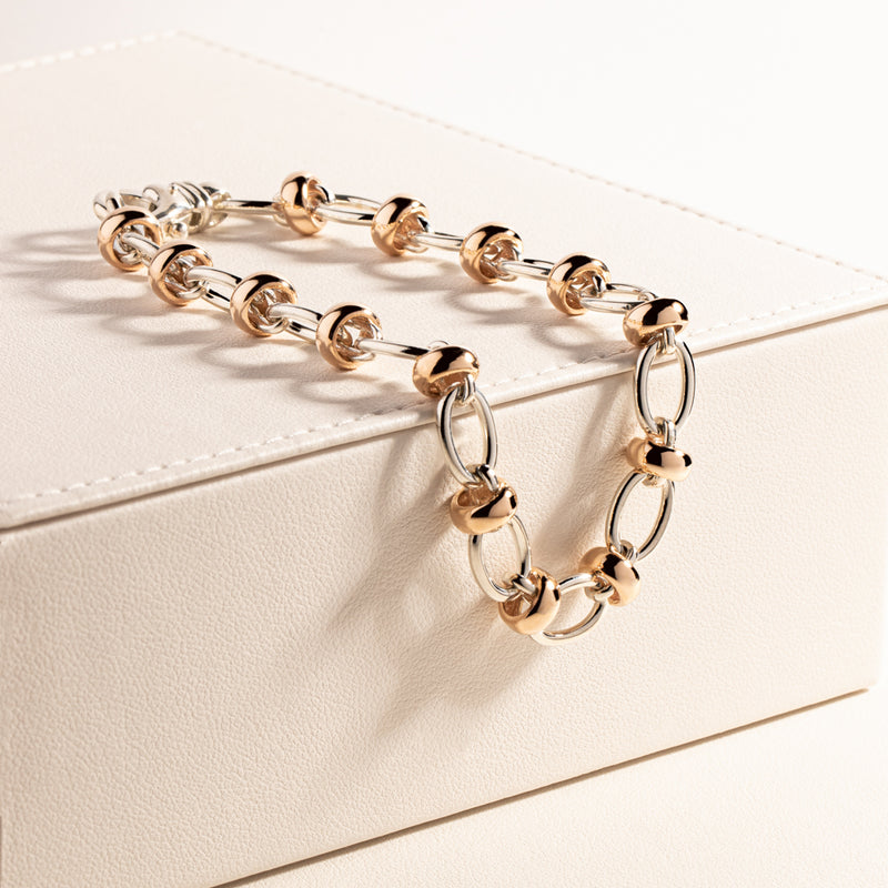 9ct Rose Gold & Sterling Silver Belcher Bracelet-Bracelet-Walker & Hall