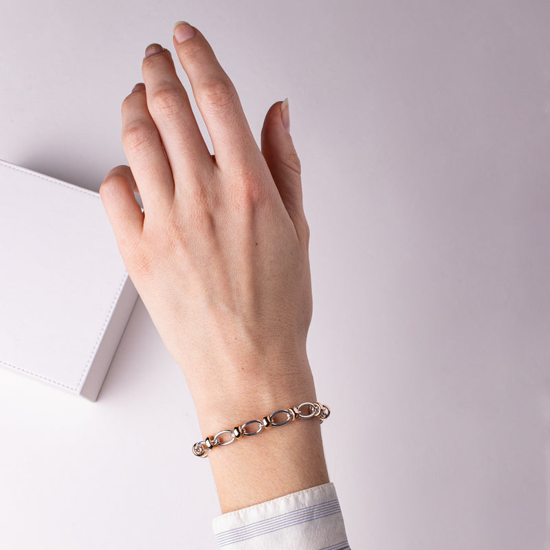 9ct Rose Gold & Sterling Silver Belcher Bracelet-Bracelet-Walker & Hall