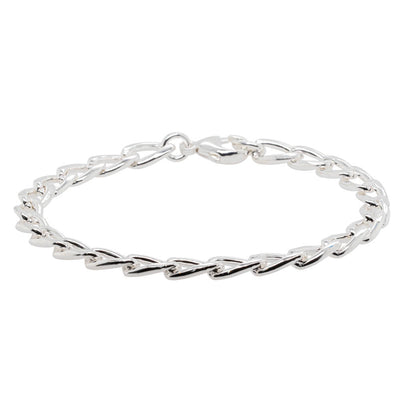 Sterling Silver Curb Link Bracelet-Bracelet-Walker & Hall