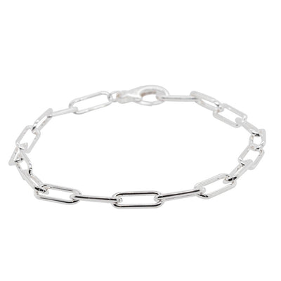 Sterling Silver Staple Link Bracelet-Bracelet-Walker & Hall