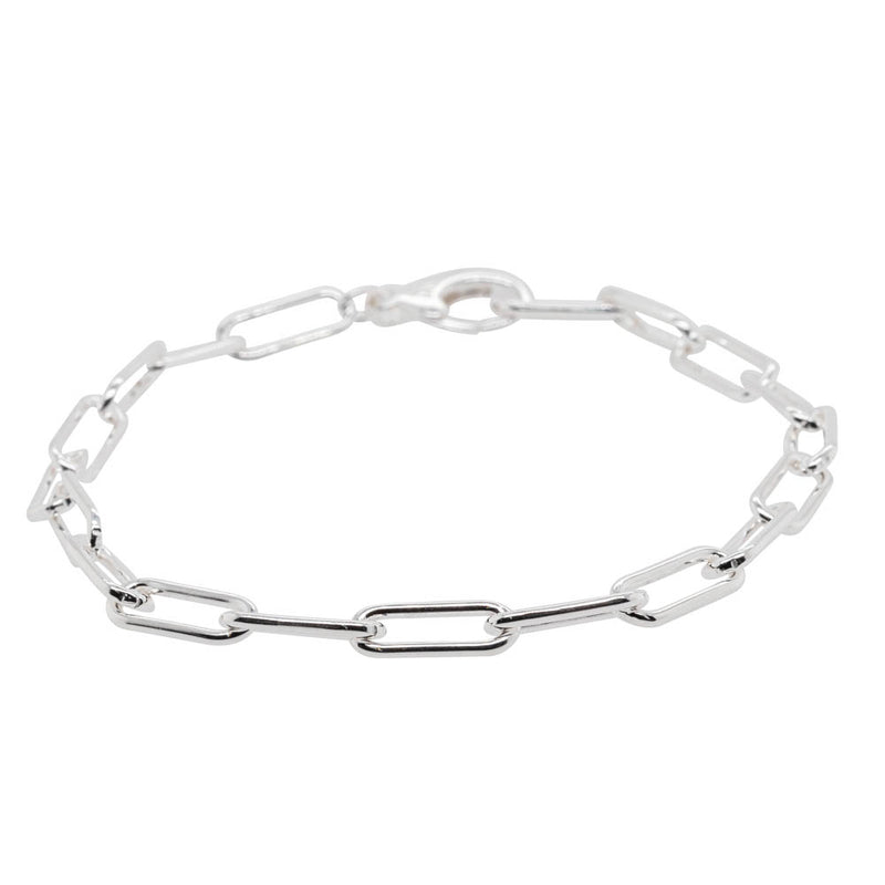 Sterling Silver Staple Link Bracelet-Bracelet-Walker & Hall
