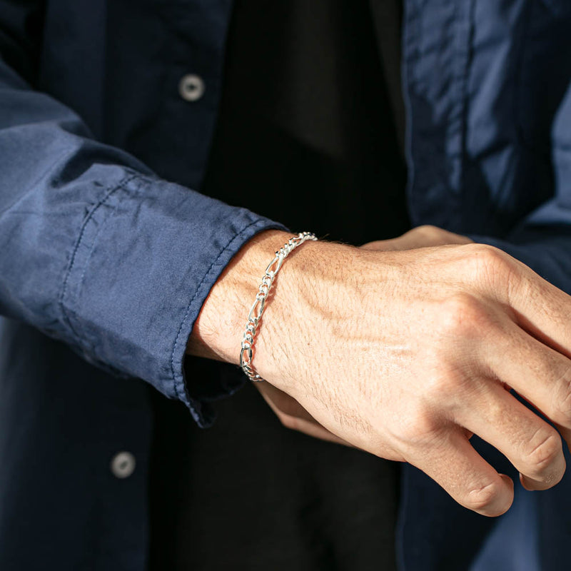 Sterling Silver Figaro Bracelet-Bracelet-Walker & Hall