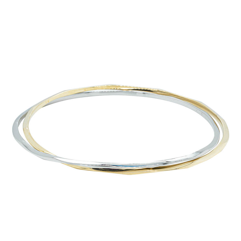 9ct Yellow Gold & Sterling Silver Entwined Bangle-Bracelet-Walker & Hall