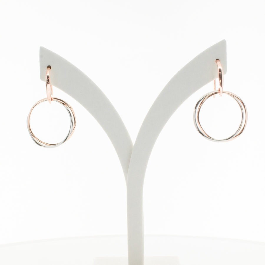 9ct Rose Gold & Sterling Silver Entwined Earrings-Earrings-Walker & Hall