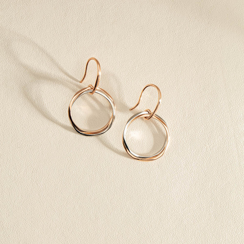 9ct Rose Gold & Sterling Silver Entwined Earrings-Earrings-Walker & Hall