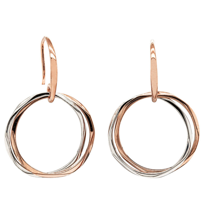 9ct Rose Gold & Sterling Silver Entwined Earrings-Earrings-Walker & Hall