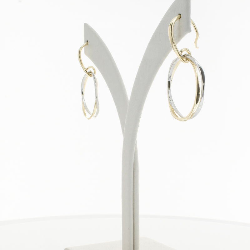 9ct Yellow Gold & Sterling Silver Entwined Earrings-Earrings-Walker & Hall