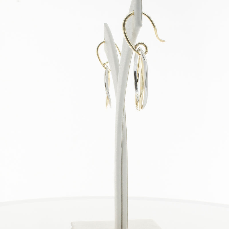 9ct Yellow Gold & Sterling Silver Entwined Earrings-Earrings-Walker & Hall