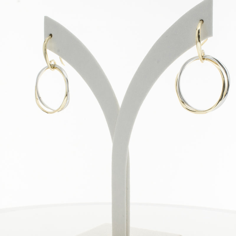 9ct Yellow Gold & Sterling Silver Entwined Earrings-Earrings-Walker & Hall