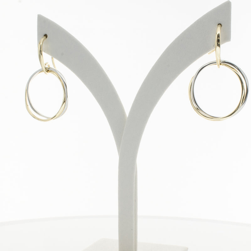 9ct Yellow Gold & Sterling Silver Entwined Earrings-Earrings-Walker & Hall