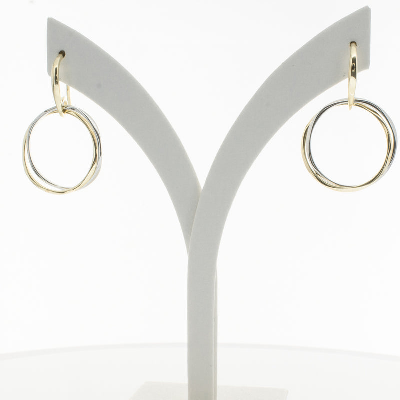 9ct Yellow Gold & Sterling Silver Entwined Earrings-Earrings-Walker & Hall