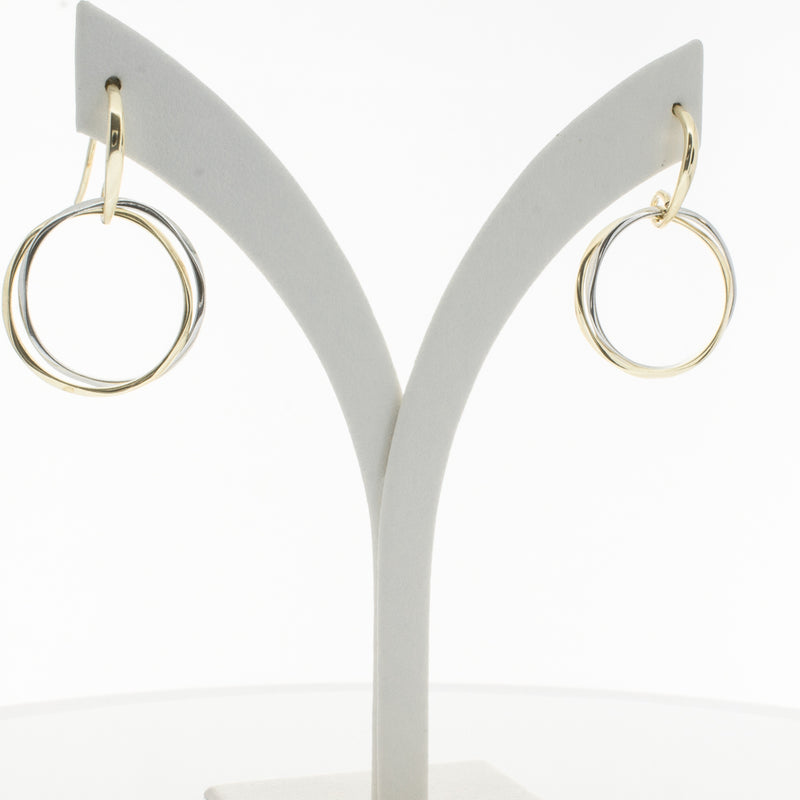 9ct Yellow Gold & Sterling Silver Entwined Earrings-Earrings-Walker & Hall