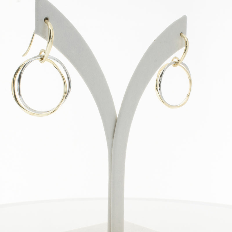 9ct Yellow Gold & Sterling Silver Entwined Earrings-Earrings-Walker & Hall