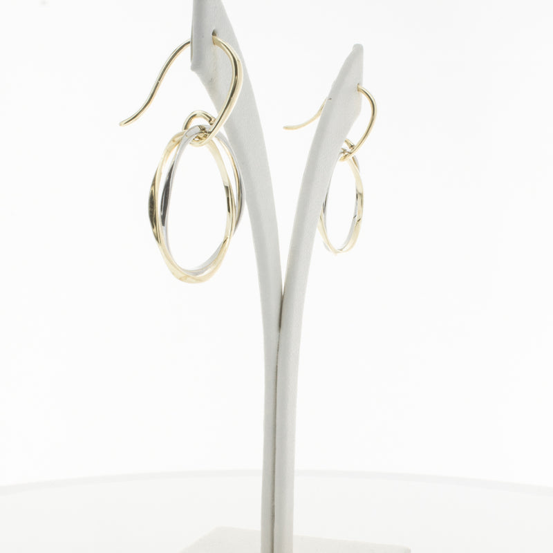 9ct Yellow Gold & Sterling Silver Entwined Earrings-Earrings-Walker & Hall