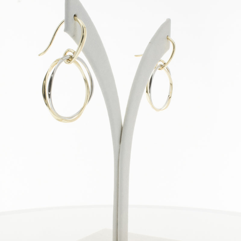 9ct Yellow Gold & Sterling Silver Entwined Earrings-Earrings-Walker & Hall