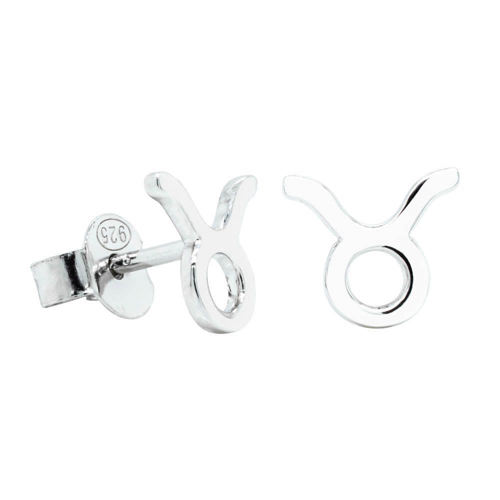 Sterling Silver Noted Zodiac Stud Earrings-Earrings-Walker & Hall