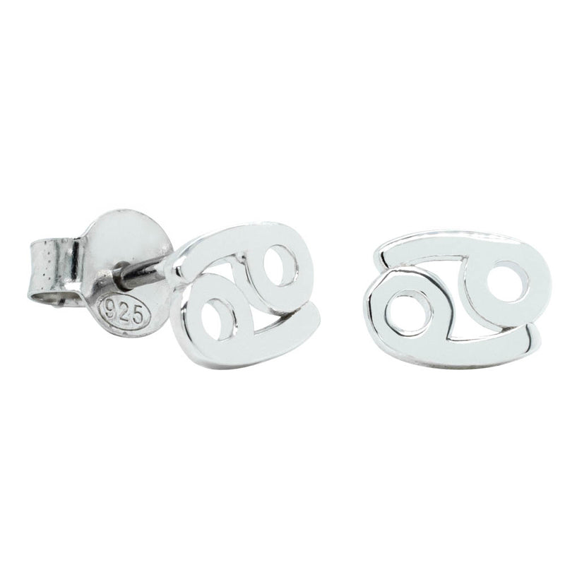 Sterling Silver Noted Zodiac Stud Earrings-Earrings-Walker & Hall