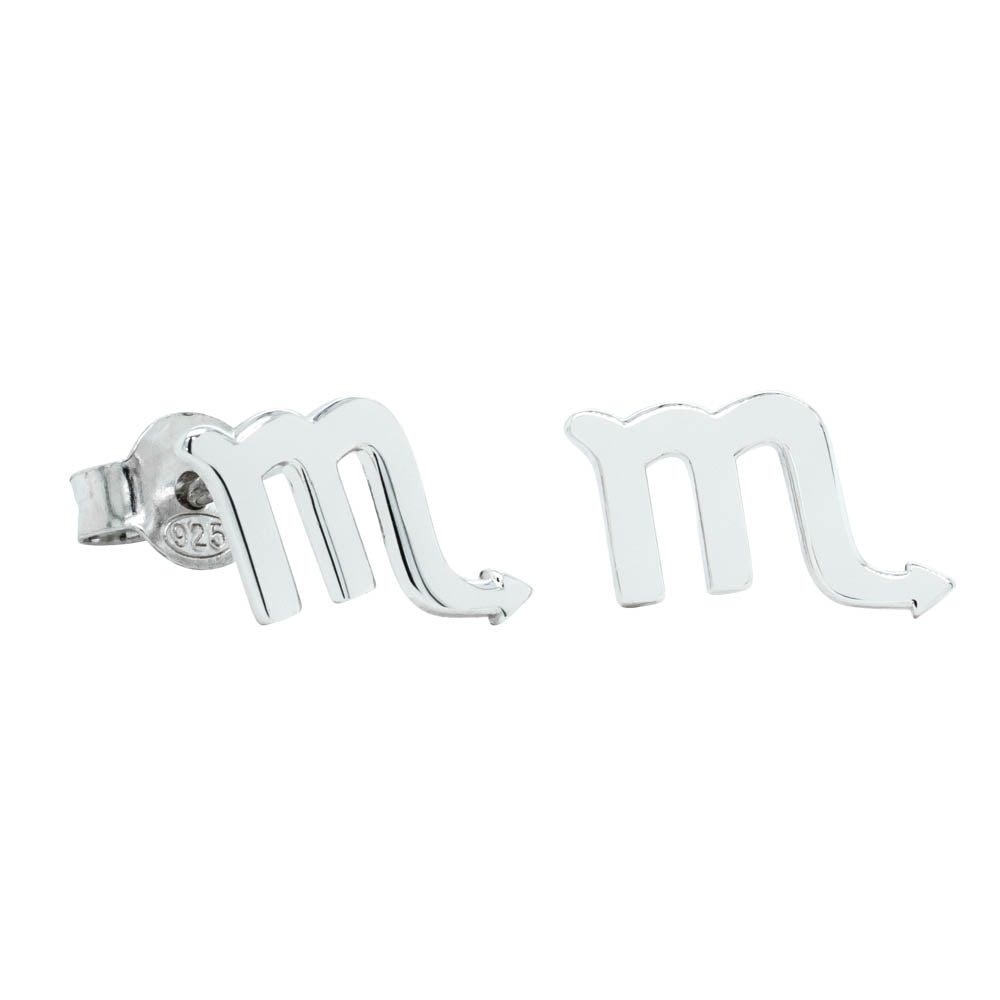 Sterling Silver Noted Zodiac Stud Earrings-Earrings-Walker & Hall