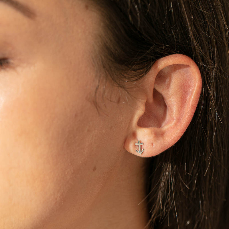 Sterling Silver Noted Zodiac Stud Earrings-Earrings-Walker & Hall