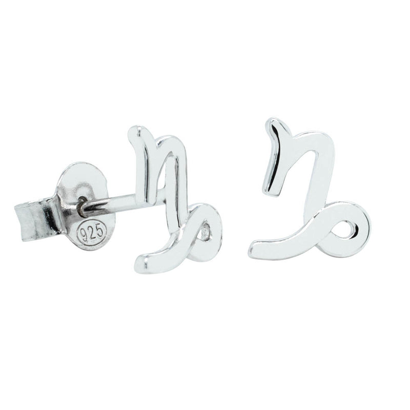 Sterling Silver Noted Zodiac Stud Earrings-Earrings-Walker & Hall