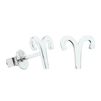 Sterling Silver Noted Zodiac Stud Earrings-Earrings-Walker & Hall