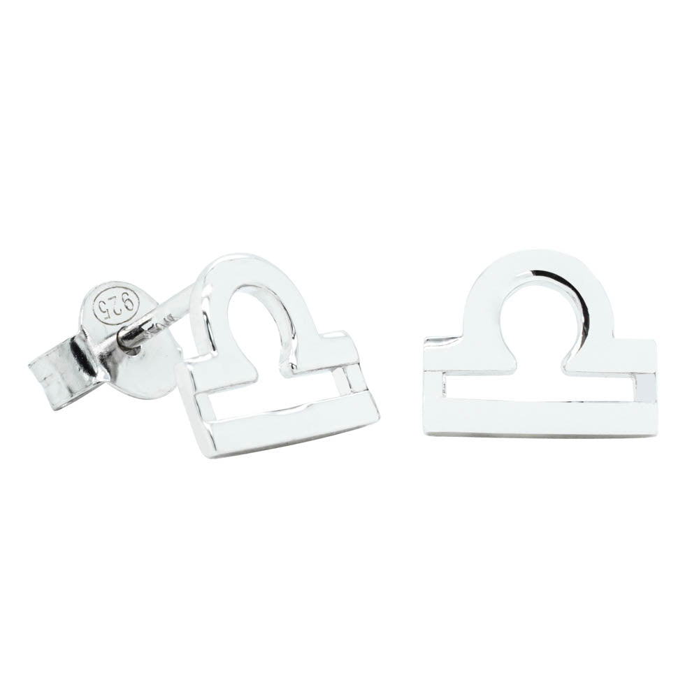 Sterling Silver Noted Zodiac Stud Earrings-Earrings-Walker & Hall