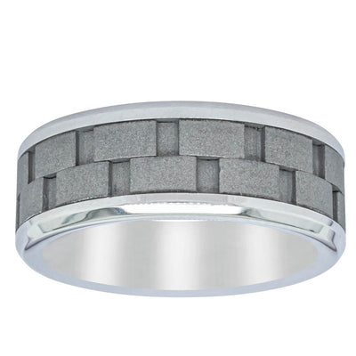 Cobalt Chrome 8mm Link Inlay Ring-Ring-Walker & Hall