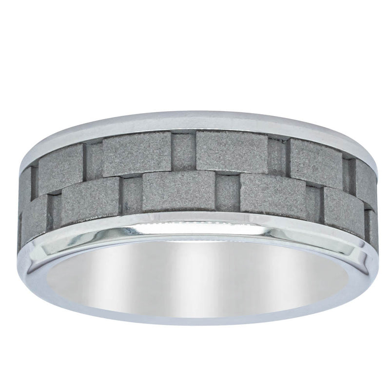 Cobalt Chrome 8mm Link Inlay Ring-Ring-Walker & Hall