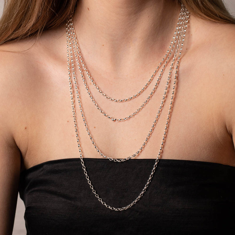 Sterling Silver Oval Belcher Chain-Necklace-Walker & Hall