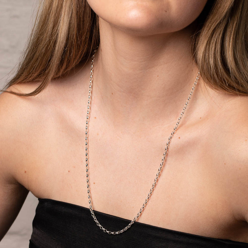 Sterling Silver Oval Belcher Chain-Necklace-Walker & Hall