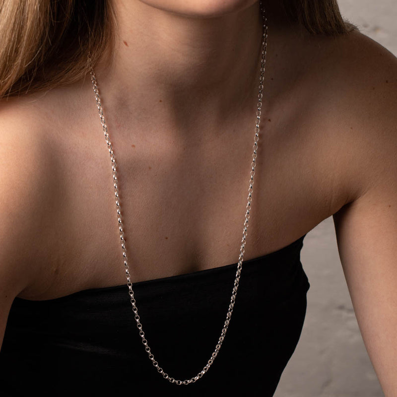 Sterling Silver Oval Belcher Chain-Necklace-Walker & Hall