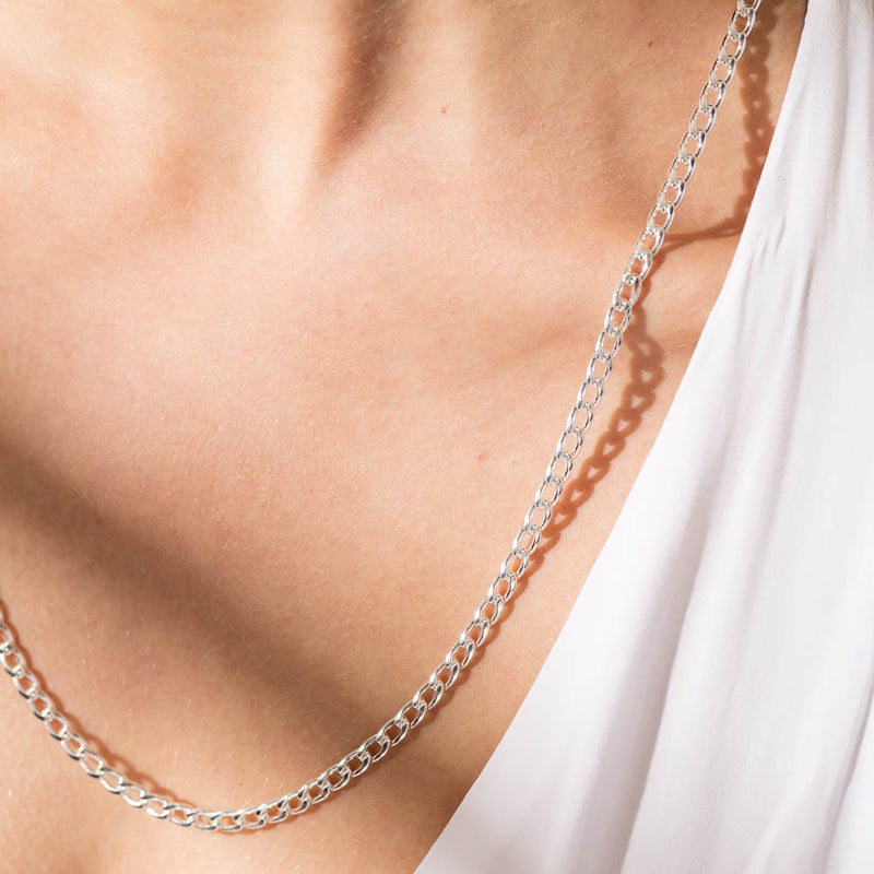 Sterling Silver Curb Chain-Necklace-Walker & Hall
