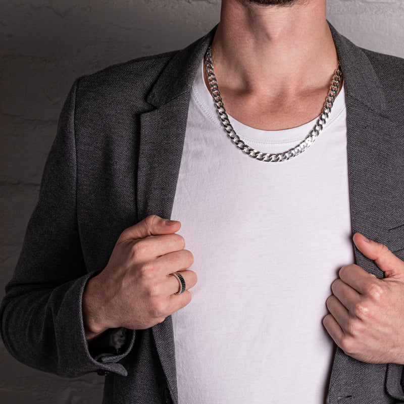 Sterling Silver Cuban Chain Necklace-Necklace-Walker & Hall