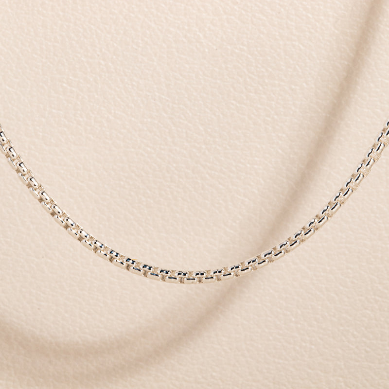 Sterling Silver Venetian Box Link Chain Necklace-Necklace-Walker & Hall