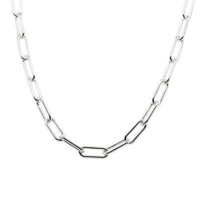 Sterling Silver Staple Link Chain-Necklace-Walker & Hall