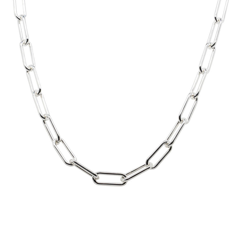 Sterling Silver Staple Link Chain-Necklace-Walker & Hall