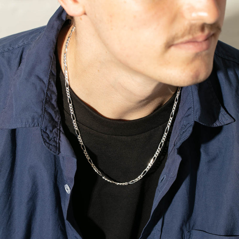 Sterling Silver Figaro Chain-Necklace-Walker & Hall