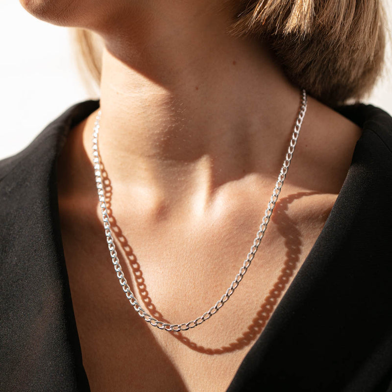 Sterling Silver Curb Chain-Necklace-Walker & Hall