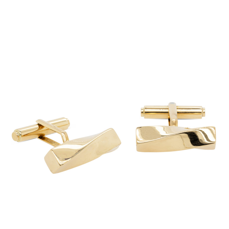 Deja Vu 18ct Yellow Gold Twist Cufflinks-Cufflinks-Walker & Hall