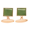 Vintage 8ct Rose Gold Greenstone Cufflinks-Cufflinks-Walker & Hall