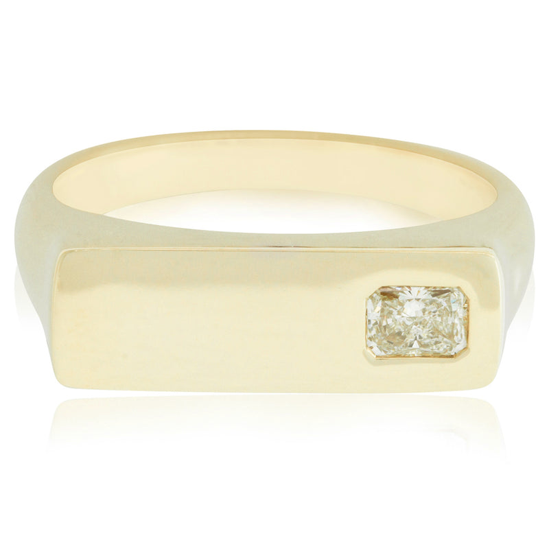 14ct Yellow Gold Diamond Signet Ring-Ring-Walker & Hall